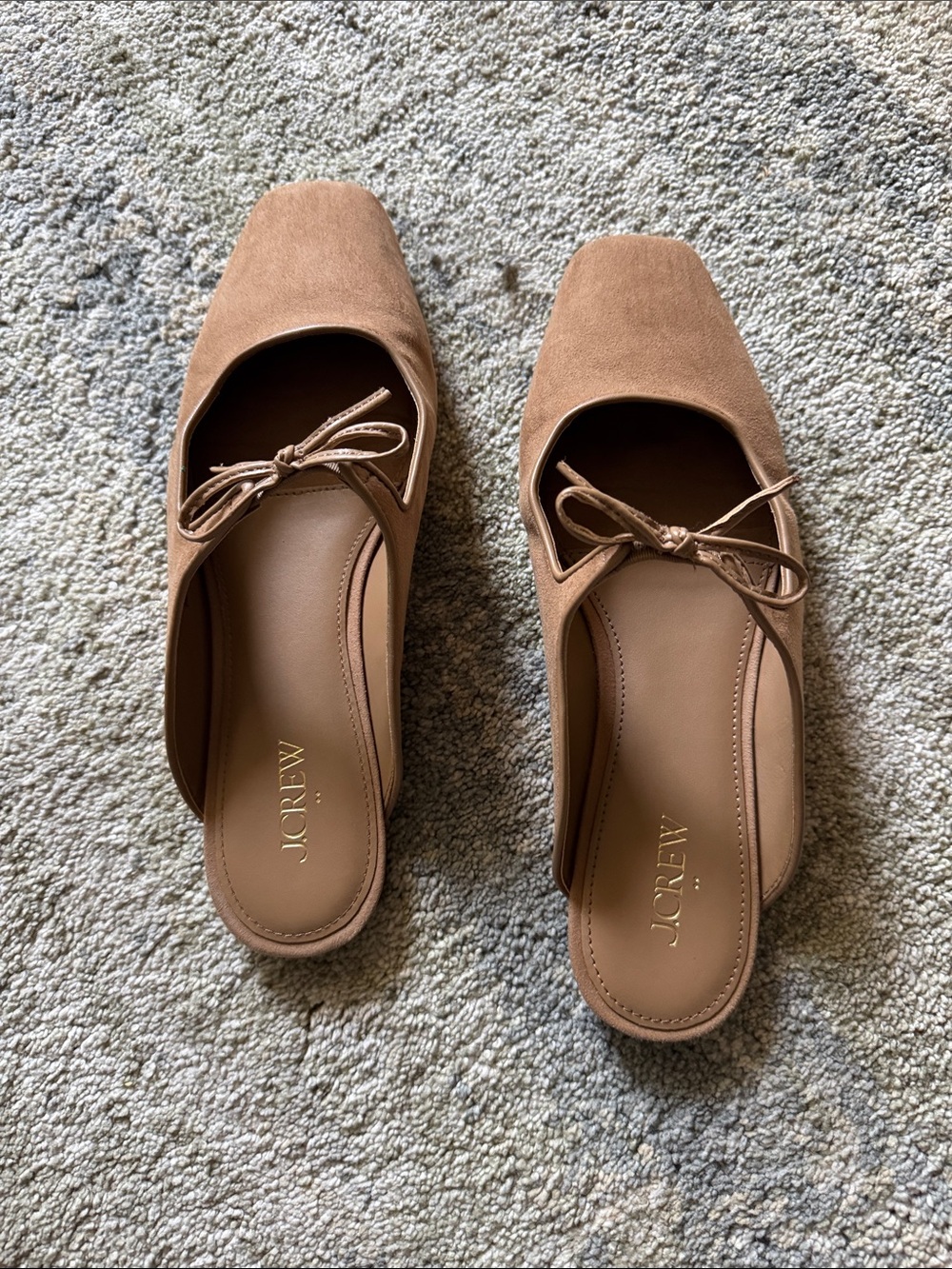 J. Crew Tan Suede Bow Mules